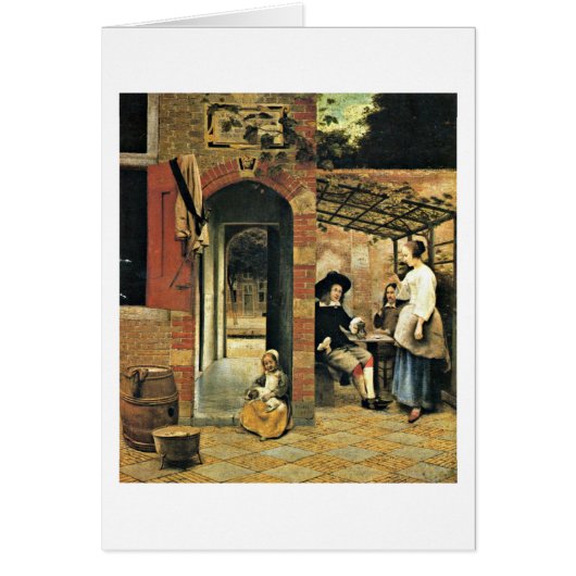 Men And A Woman In Courtyard By Pieter De Hooch (Front)