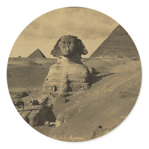 Men and Camels on the Paw of the Sphinx, Pyramids Classic Round Sticker