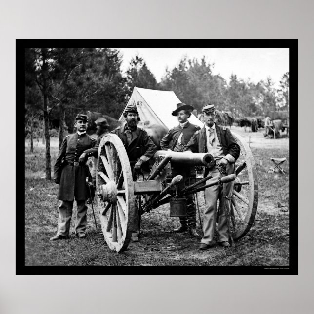 Men and Cannon at Fair Oaks, VA Encampment 1862 Poster (Front)