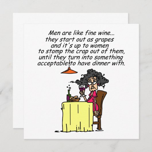 Men and FIne Wine Humor (Front/Back)