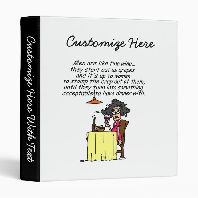 Men and FIne Wine Humor Binder (Front/Spine)