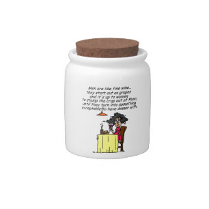 Men and FIne Wine Humor Candy Jar