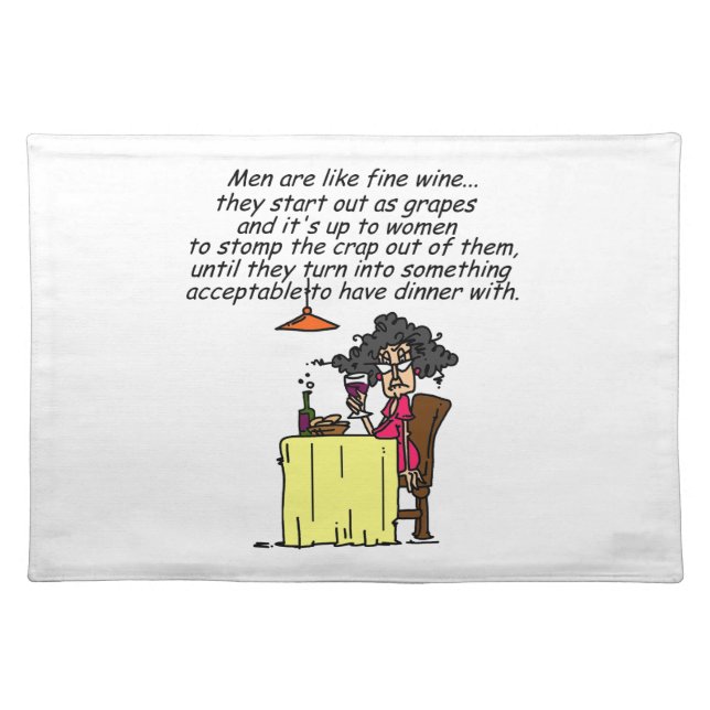 Men and FIne Wine Humor Cloth Placemat (Front)