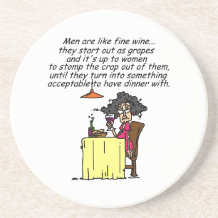 Men and FIne Wine Humor Drink Coaster