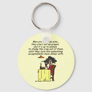 Men and FIne Wine Humor Keychain