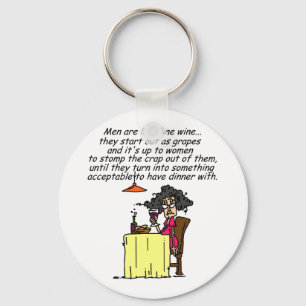 Men and FIne Wine Humor Keychain