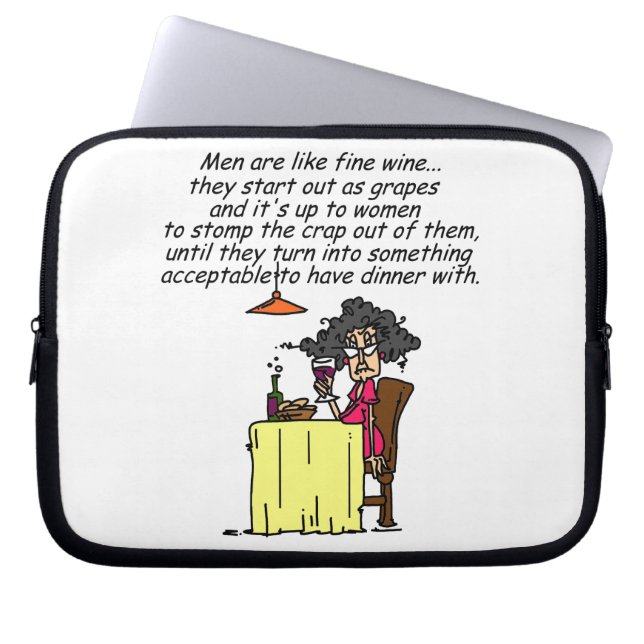 Men and FIne Wine Humor Laptop Sleeve (Front)