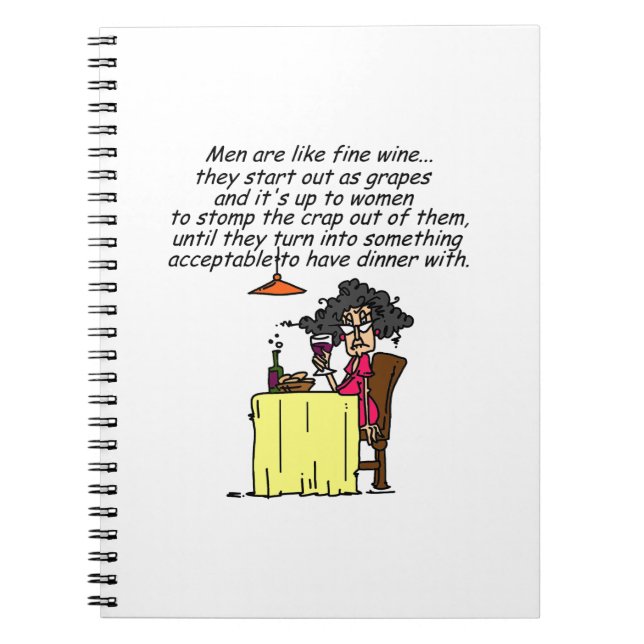 Men and FIne Wine Humor Notebook (Front)