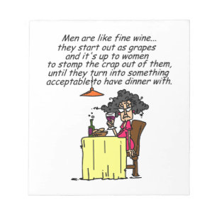 Men and FIne Wine Humor Notepad