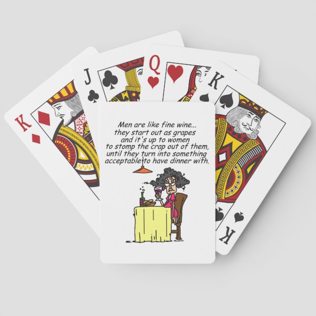Men and FIne Wine Humor Poker Cards (Back)
