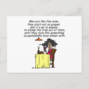 Men and FIne Wine Humor Postcard