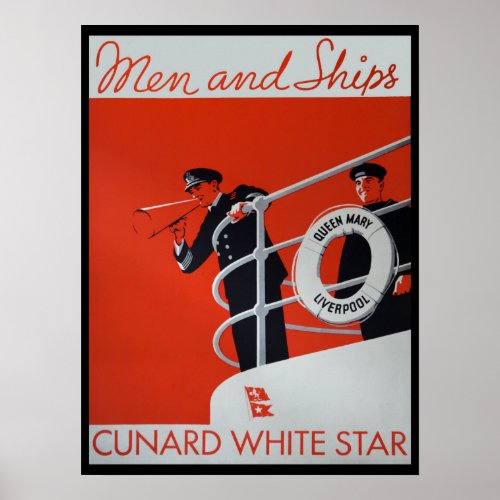 Men and Ships Queen Mary Poster