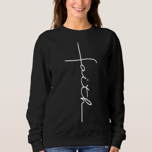 Men and Women Faith Cross Rear Graphic Christian Sweatshirt