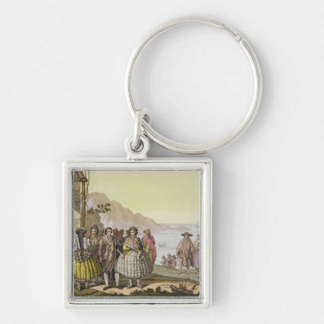 Men and women in elaborate costume, Chile, from 'L Keychain (Front)