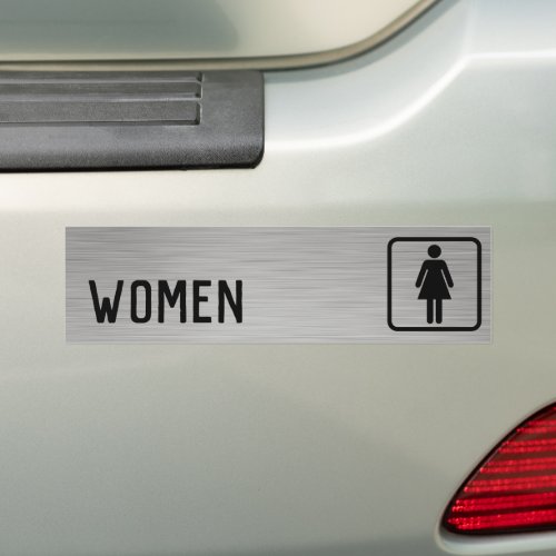 Men and Women Restroom Sign Faux Brushed Aluminum Bumper Sticker