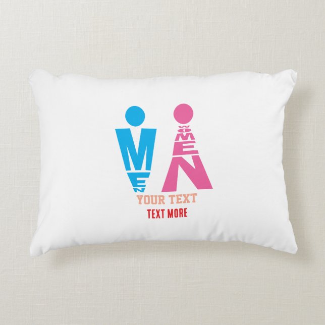 Men and Women Typography Icon Design Accent Pillow (Front)