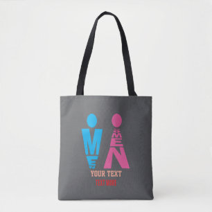 Men and Women Typography Icon Design – Bold Pink & Tote Bag