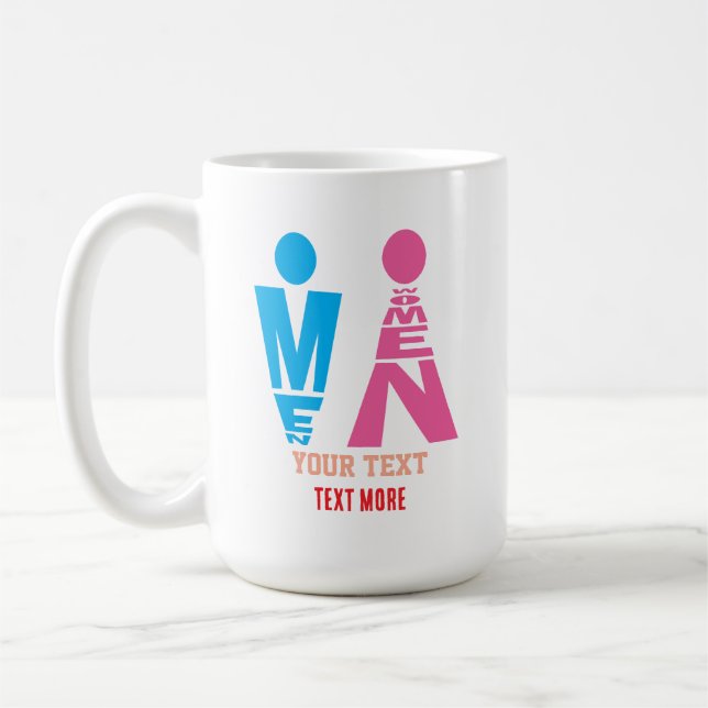 Men and Women Typography Icon Design Coffee Mug (Left)