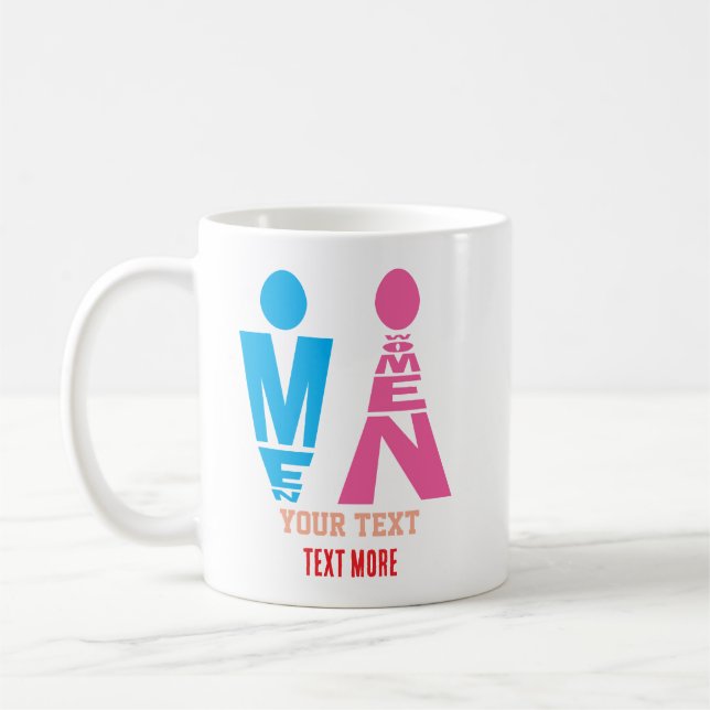 Men and Women Typography Icon Design Coffee Mug (Left)