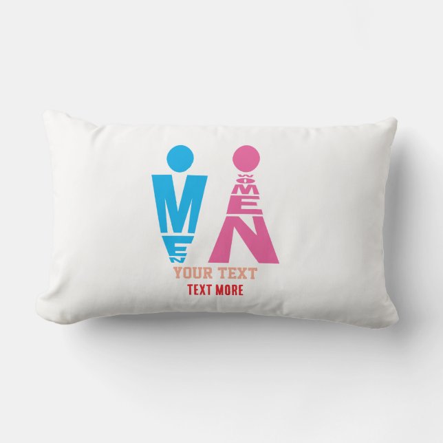 Men and Women Typography Icon Design Lumbar Pillow (Front)