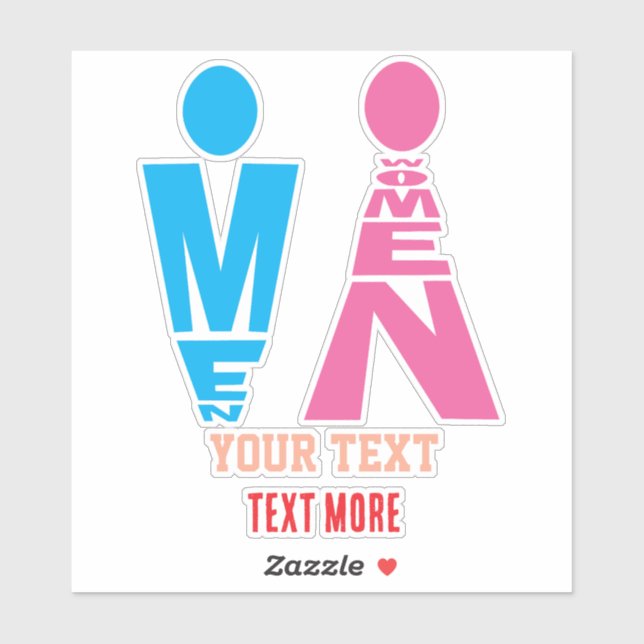 Men and Women Typography Icon Design Sticker (Sheet)
