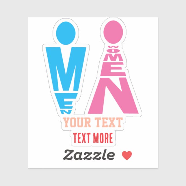Men and Women Typography Icon Design Sticker (Sheet)