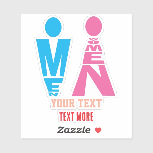 Men and Women Typography Icon Design Sticker (Sheet)