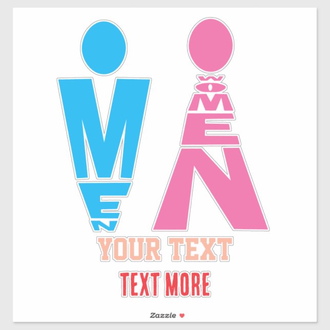 Men and Women Typography Icon Design Sticker (Sheet)
