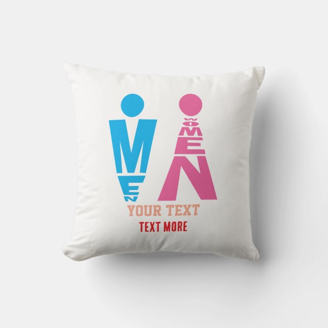 Men and Women Typography Icon Design Throw Pillow (Front)