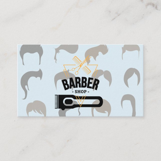 Men and Womens Hair Styles | Barber Tools Business Card (Front)