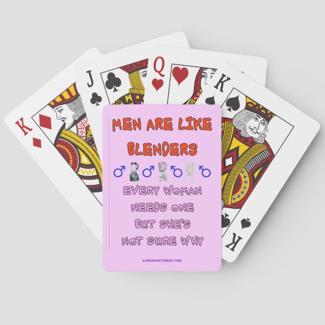 MEN ARE LIKE BLENDERS POKER CARDS (Back)