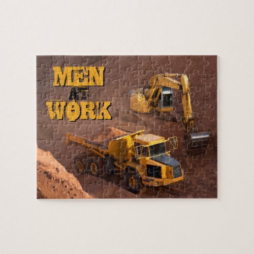 Men at Work Digger and Dump Truck Jigsaw Puzzle