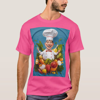 Men Basic Donker T-Shirt with happy chef 