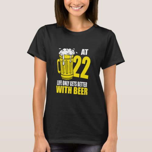 Men Beer Birthday 22 Year Old Drinking Beer  T_Shirt
