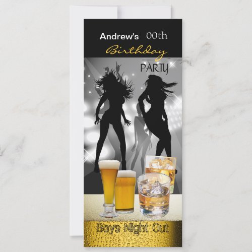 Men Birthday Party Beer Boys Night Out Invitation