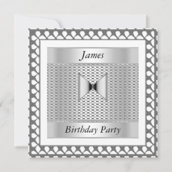 Men Birthday Party Silver  Invitation by invitesnow at Zazzle