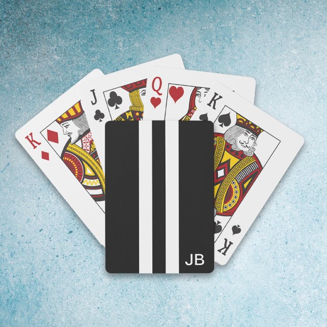 Men Black and White Monogrammed Playing Cards (Creator Uploaded)