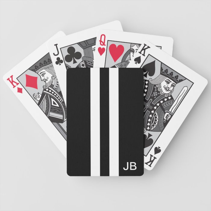 Men Black and White Monogrammed Playing Cards | Zazzle