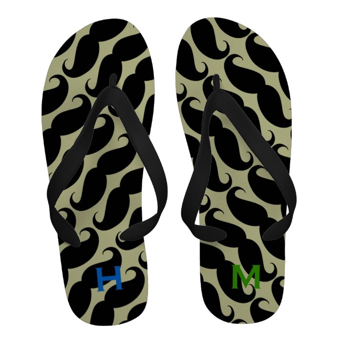 men black moustache footwear Flip Flops