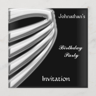 Men Black Silver Party Invitation save the date