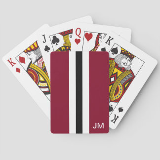 Men Burgundy Monogrammed Playing Cards
