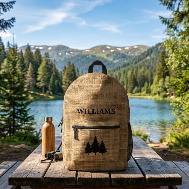 Men burlap rustic personalized hiking Backpack (Creator Uploaded)