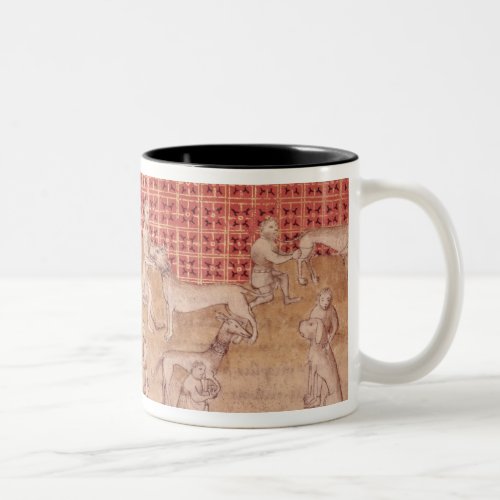 Men caring for hunting dogs Two_Tone coffee mug
