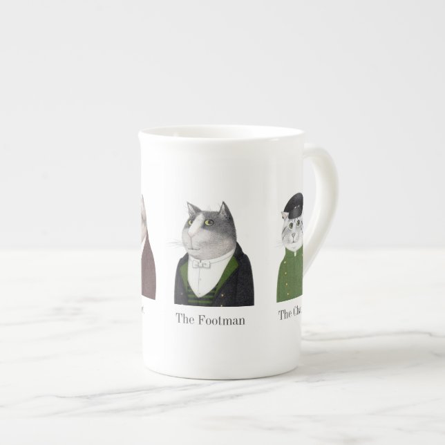MEN CATS Bone China Mug + Text (Front Right)