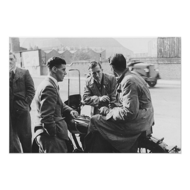 Men Chatting Old Black & White Image Photo Prints (Front)