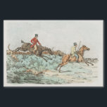 Men Clearing Hurdle During a Hunting from Sporting Tissue Paper<br><div class="desc">Illustration of men clearing hurdle during a hunting from Sporting Sketches (1817-1818) by Henry Alken (1784-1851</div>