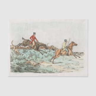 Men Clearing Hurdle During a Hunting from Sporting Tissue Paper