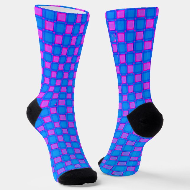 Men crew socks, Light Blue Purple classic design Socks (Angled)