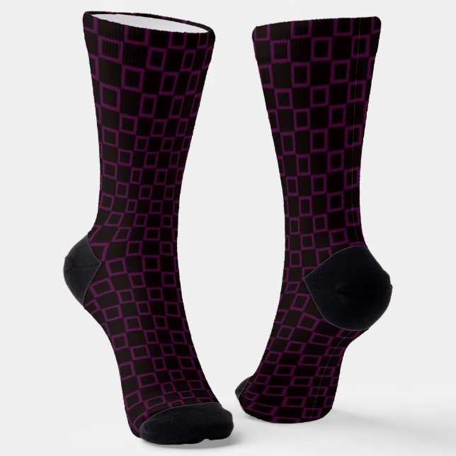 Men crew socks, Purple Violet Black classic design Socks (Angled)