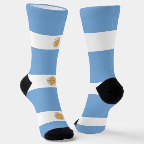 Men crew socks with flag of Argentina